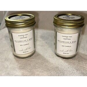 Watermelon & Word handcrafted Soy Candle 8oz 40 Hours Burn Time